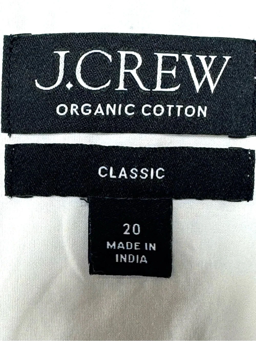 J.Crew Organic Cotton White Button Up Shirt Ruffle Cuff Black Trim Size 20